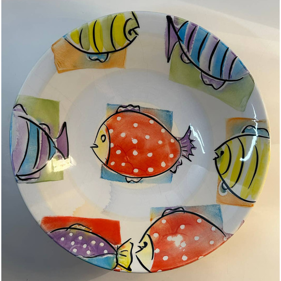 Crate Barrel Antica Fornace Lagoon Serve 13 Colorful Fish